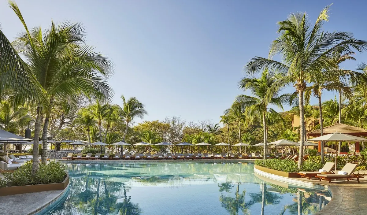 Panoramic infinity pool at Four Seasons Resort Costa Rica at Peninsula Papagayo, overlooking the Gulf of Papagayo